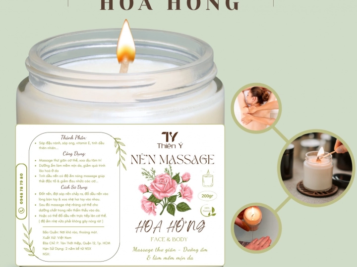 Nến Massage Body Hoa Hồng
